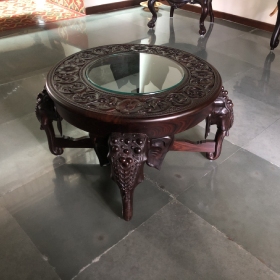 Glass topped Elephant Center Table-heritage-arts
